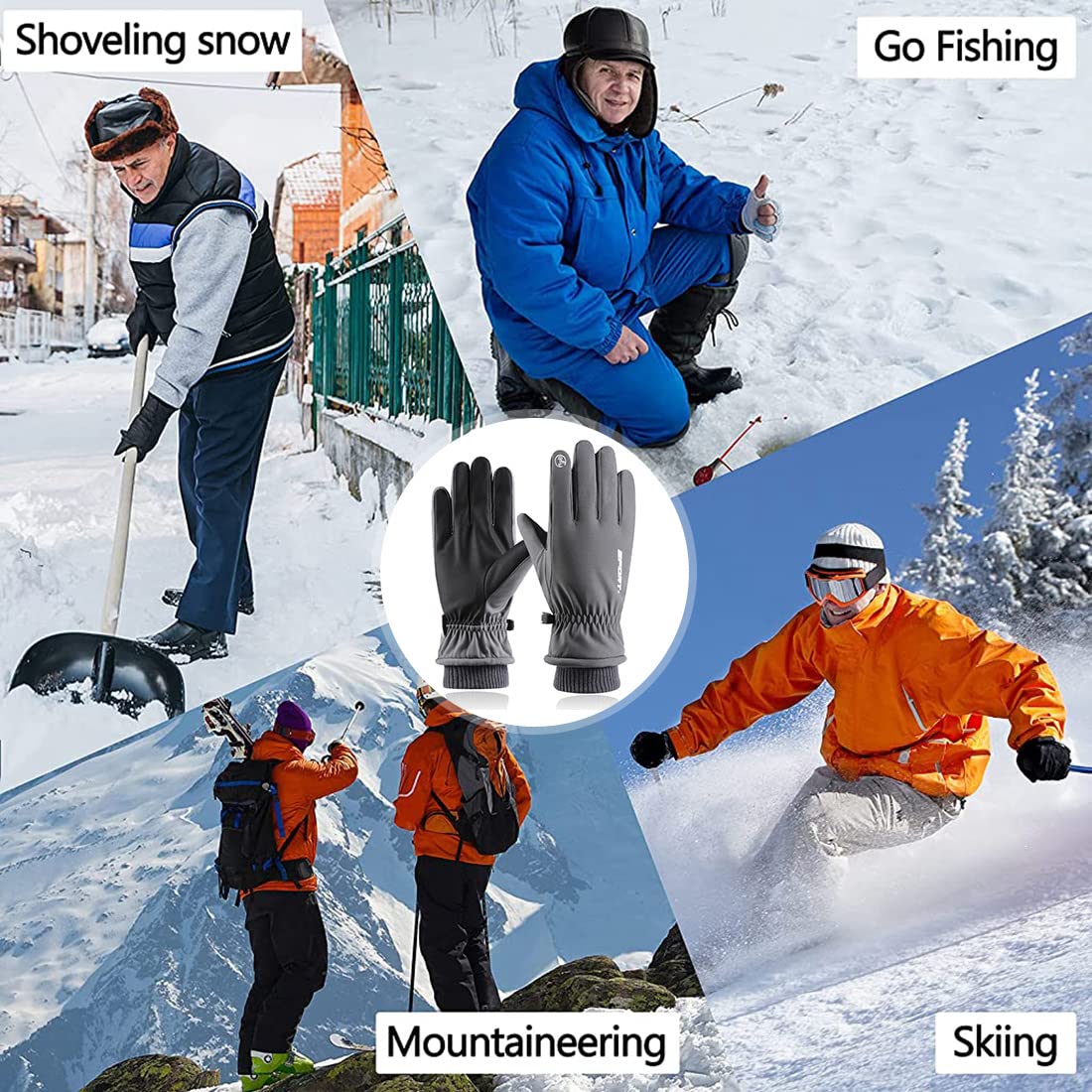 ZIBUYU Winter Gloves for Men Women Adult Warm Bike Riding Gloves Touch Screen Finger Microfiber Anti-Slip Design Windproof Waterproof Snow Ski Gloves Hand Gloves (Grey) ZIBUYU Winter Gloves for Men Women Adult Warm Bike Riding Gloves Touch Screen Finger Microfiber Anti-Slip Design Windproof Waterproof Snow Ski Gloves Hand Gloves (Grey)